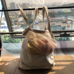 Custom Cotton Mesh Tote Shopping Bag Supermarket Food Fruit Egg Packaging Tote Bag