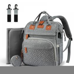 LOVEVOOK Carryon Quilted Water Resistant Baby Diaper bag with Changing Station Pad Multifunction Mommy Diaper Bags with USB Port