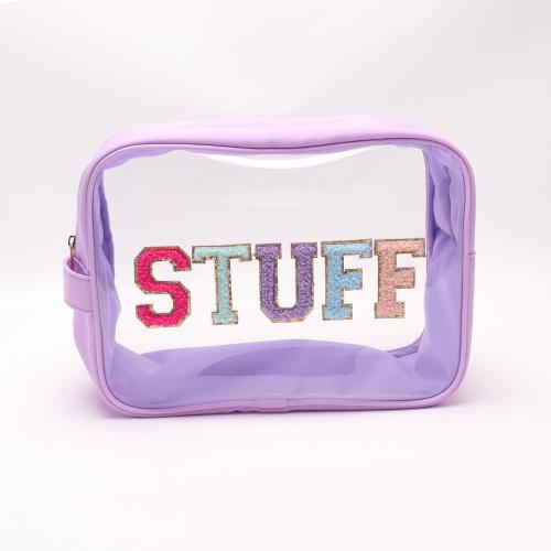 Keymay Popular Custom Logo 5 Colors 4 Sizes Portable Waterproof Transparent Clear Pvc Makeup Toiletry Bag Clear Cosmetic Bag