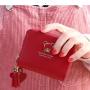 New fashion pu leather ladies wallet female short cartoon cute bear tassel female student coin purse woman wallets