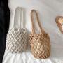low price drop shipping Hot Selling Hollow-out Straw Bag Large Capacity Beach Bag Leisure Woven Bucket Bag For Women