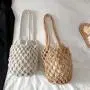 low price drop shipping Hot Selling Hollow-out Straw Bag Large Capacity Beach Bag Leisure Woven Bucket Bag For Women