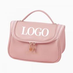 custom luxury portable large-capacity beauty make up trolley case travel makeup cosmetic bags pouch with gold zipper