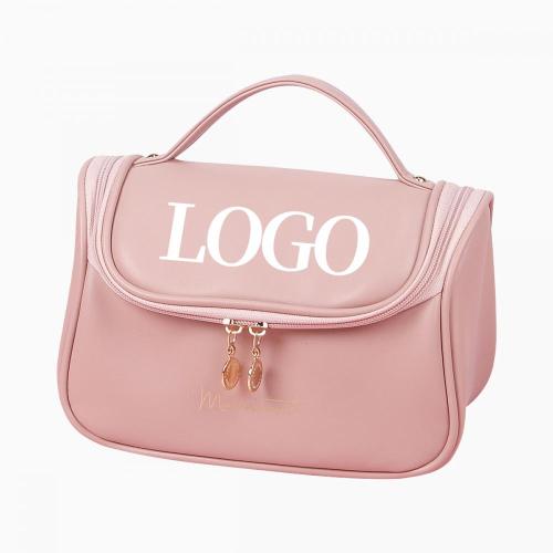 custom luxury portable large-capacity beauty make up trolley case travel makeup cosmetic bags pouch with gold zipper