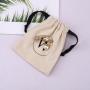 Custom Logo Printed Small Cotton Canvas Cosmetic Gift Packaging Bag Natural Drawstring Dust Jewelry Pouch