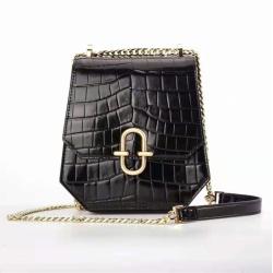 Fashion Metal Chain Mini Bag Geometry Design Genuine Leather Cross body Bag Crocodile Pattern Handbag Shoulder bag For Ladies