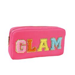 Factory direct supply of fashion solid color towel embroidered nylon letters makeup bag ladies casual waterproof Cosmetics Bags