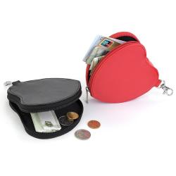 HR474 Fashion New Coin Key Carrying Bag Portable Unisex Solid Color Zipper Mini PU Leather Love Shape Wallet Handheld Purse