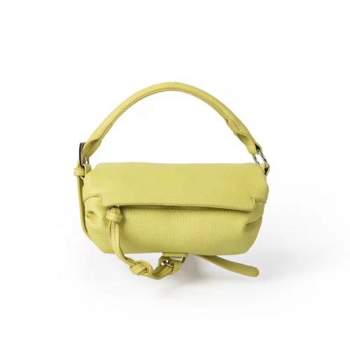 New Design Korean PU Soft Leather Pleated Hand Bag Female Fashion Candy Color Mini Clutch Bag Cylinder Handbag