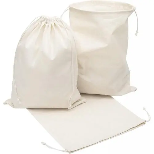 Original Muslin Cotton Bags With Drawstring OEM Customized LOGO Printing Drawstring Pouch For Daily Storage