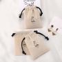 Custom Logo Printed Muslin Drawstring Comb Mirror Bag Organic Cotton Gift Jewelry Storage Pouch