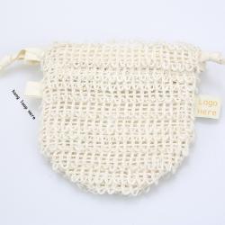 Natural Custom Logo Sisal Linen Cotton Mesh Drawstring Packaging Soap Saver Gift Pouch Organic Cosmetic Soap Bag