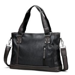 Fashion trendy office handbag Men's business laptop shoulder bag large -capacity PU leather Hand Briefcase Bag 14 inch