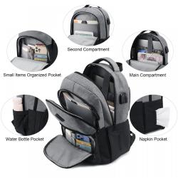 LOVEVOOK Water Resistant 17 15.6 inch Canvas Laptop Bags Backpack with USB Charging Casual Travel Men Women Laptop Backpacks