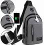 KBW590 Hot Selling Chest Bag Men New USB Shoulder Bag Sports Travel Crossbody Bag Leisure Solid Color Oxford Cloth Satchel