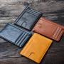 Cheap Custom slim pu and genuine leather wallets for men minimalist thin credit card holder small wallet money clip factory