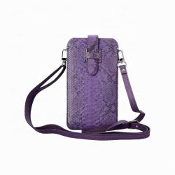 OEM Custom Made Unique Designer Luxury Women Ladies Genuine Snake Skin Leather Mobile Cell Phone Bag Leather Pouch With Strap