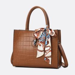 2024 Luxury Crocodile Handbags Fashion Women Handbag With Removable Strap Scarf Design