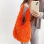 New Plush Shoulder Bag Faux Fur Hobo Bag Large Capacity Marshmallow Macaroon Color Handbag Fashion Bags