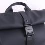 CHANGRONG Custom high quality black waterproof leather travel laptop top roll backpack men