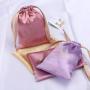 Custom Logo Printed Satin Jewelry Pouch With Ribbon Super Soft Silk Gift Perfume Cosmetic Hair Dust Bag