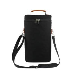 Insulated Two Bottle Wine Cooler Bag With Handle Portable Shoulder Bag Custom Logo