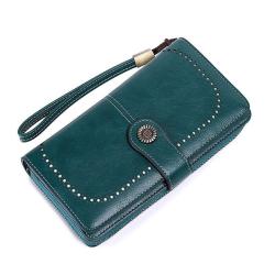ZWY002 Hot Selling RFID Women Wallets Retro Style Long Zipper Money Clip Multicard Slot Fashion PU Leather Wallet Handbag