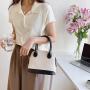 2024 New Japanese Fashion Women Hand Bag Design Handbag PU Splicing Single Shoulder Crossbody Bag Leisure Canvas Shell Bag