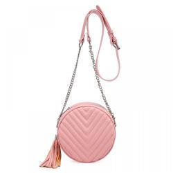 Lovevook 2022 Crossbody bag Round Quilted PU handbag Lady Purse Chains Messenger bag Solid color Classic shoulder bag for Women