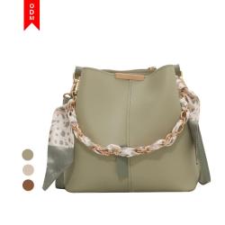 New Trending Shoulder Bag Bolsos Solid Color Bucket Bag With Silk Scarf Crossbody Bags For Women