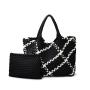 2024 OEM Luxury Designer Vegan Neoprene Tote Bag for Women Handmade Leather Lined Large Handbag with Lace Pattern Custom Logo