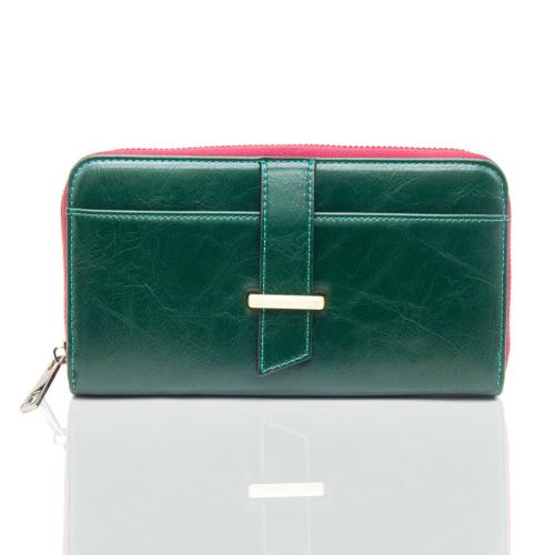 Long Style Customized Women Wallet Green New Color RFID Blocking Zipper Wallet for Women