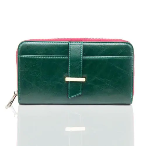 Long Style Customized Women Wallet Green New Color RFID Blocking Zipper Wallet for Women