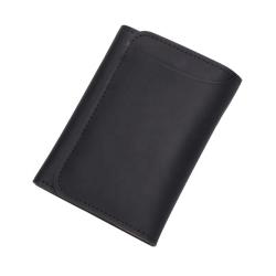 Women's short wallet premium vegetable tanned leather, fashion black crazy horse leather new wallet, trifold ladies wallet