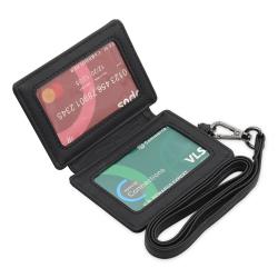 Factory wholesale leather id badge card holder business cardholder pu leather badge card holder