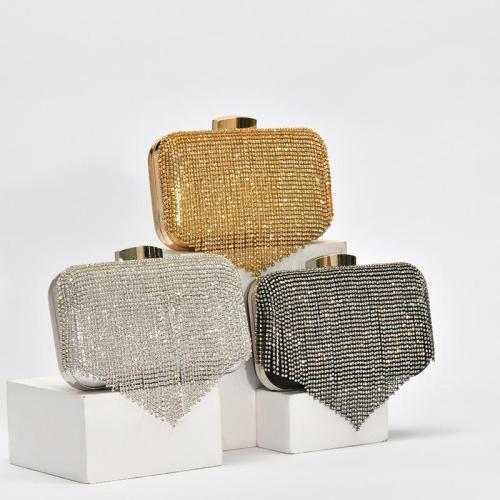 Classic Women Rhinestone Tassels Golden Bridal Clutch Bag Lady Shoulder Bag Wedding Evening Bag Purse NE548