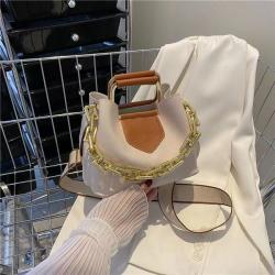 2023 New Korean Version Of Fashion Small Square Bag Trend Texture Chain Single Shoulder Bucket Bag Pu Leather Zipper Handbag