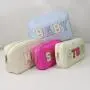 Keymay Bag Custom Letter Patches Hot Pink Cute Travel Makeup Pouch Portable Waterproof Nylon Cosmetic Bags