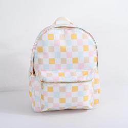 Keymay School Bag Custom Check Printed Backpack Waterproof Nylon Checkered Print School Bags for Girls Students Cute Backpacks