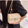 PU Ringer Pattern Bolsas Para Mujer Pure Square Bolsos-Para-Mujeres- Chains Leather Crossbody Bags For Women