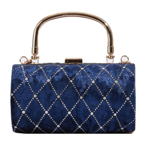 HR515 Women Luxury New Fashion Lingge Texture Handbag Ladies Crossbody Chain Dinner Clutch Bag PU Leather Lock Drum Shaped Bag