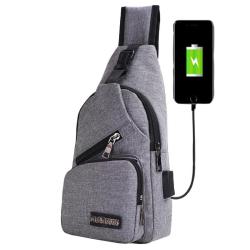 HR114 Hot Sale Simple Men's Oxford Backpack USB Charge Vertical Square Shape Travel Chest Bag Fashion Shoulder Messenger Bag
