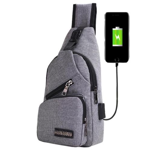 HR114 Hot Sale Simple Men's Oxford Backpack USB Charge Vertical Square Shape Travel Chest Bag Fashion Shoulder Messenger Bag