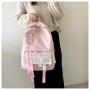 Custom male and female students backpack canvas travel water cup portable decorative zipper niche design plus logo