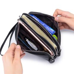 Fashion wallet women long purse leather zipper long wallet women's leather long wallet purse with strap