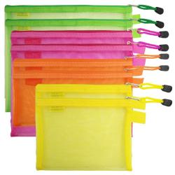 Gelory Zipper Mesh File Bags Folder Document Pockets Nylon Pencil Case Cosmetic Storage Office Pouch Holder