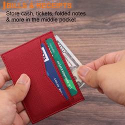 Customize Credit Card Holder Wallet RFID Blocking Leather Ultra Slim Wallet Thin Minimalist Card Case Protector Front Pocket