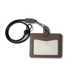 Handmade Gift ID Case Double-sided Card Holder Pass Case Employee Neck ID Holder With Leather Strap
