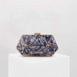 Wholesale acrylic marble evening bags geometric patterns box clutch party bag ladies purse fashion bag women handbags pochette femme