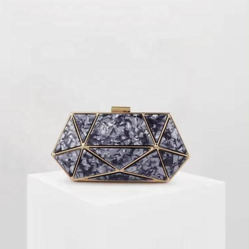 Wholesale acrylic marble evening bags geometric patterns box clutch party bag ladies purse fashion bag women handbags pochette femme